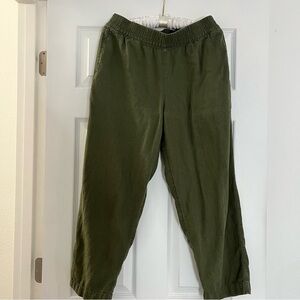 Old Navy High Rise Straight Womens Linen Blend Green Pants Size Medium Pull On